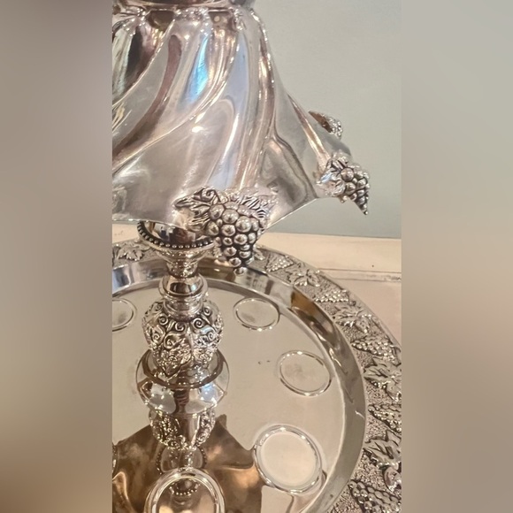 VINTAGE KARSHI JUDAICA SILVER PLATE KIDDUSH WINE FOUNTAIN - Picture 11 of 13